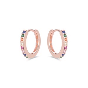 Luxent Sterling Zilver 925 Oorbellen met Veelkleurige Zirkonia in 18K Roségoud - Valarys