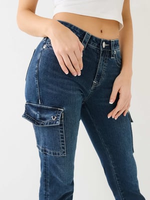 Slim Denim Cargo With Slit in Persian Gulf
