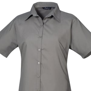 Premier Popeline blouse met korte mouwen / Gewoon werkoverhemd (Donkergrijs)