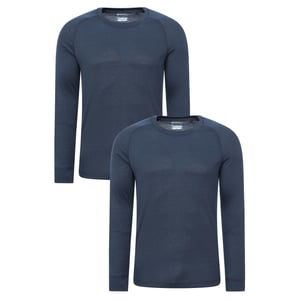 Mountain Warehouse Heren Talus Base Layer Top (Set van 2) (Marine)