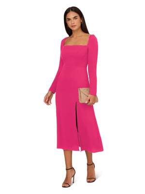 Midi Light Crepe Dress in Pink