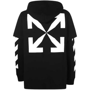 Off-White Blue Monalisa Double Tee Skate Fit Black Hoodie