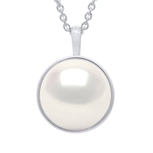Halsband med pärlformad hänge omgiven av gult guld - knapp med äkta odlad sötvattenspärla 10-11 mm