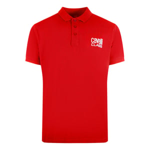 Cavalli Class Bold Logo Red Polo Shirt