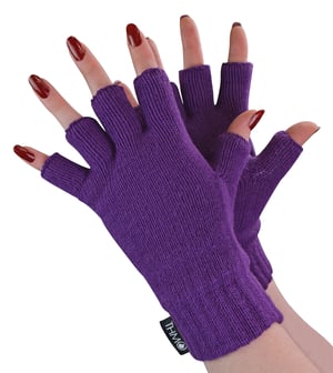 Ladies Thermal Fingerless Gloves | THMO | Winter Fleece Lined Soft Thinsulate Gloves for Women - Purple