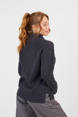 Charcoal Half Zip Cable Knit Jumper