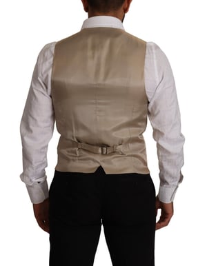 Dolce & Gabbana Heren Beige Katoen Zijde Slim Fit Gilet