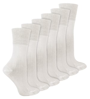 IOMI - 6 Pack Ladies Diabetic Bamboo Socks | Extra Wide Seamless Loose Non Elastic Socks for Women - White