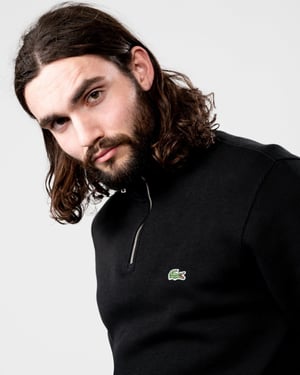 Lacoste Mens Zippered Stand-Up Collar Cotton Sweatshirt