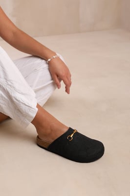 Wheres That From Womens 'Dublin' Open Back Slip On Loafer With Gold Detail