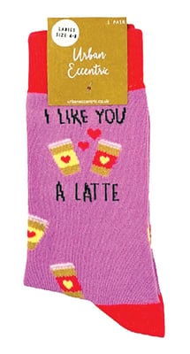 Urban Eccentric - 'I Like You A Latte' Fun Novelty Gift | Mens & Womens Socks - I Like You A Latte