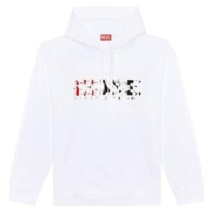 Diesel dubbel vernietigd logo witte hoodie