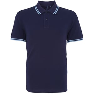 Asquith & Fox Mens Classic Fit Tipped Polo Shirt (Navy/ Cornflower)