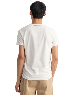 Gant heren T-shirt met ronde hals en contrasterend logo - Wit