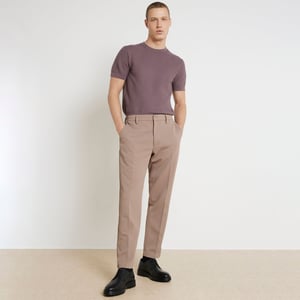 River Island Mens Slim Fit Trousers Beige Waffle Textured