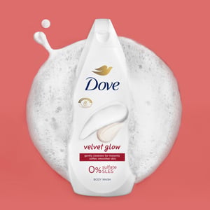 Dove Velvet Glow Body Wash 0% Sulfate SLES for Softer & Smoother Skin, 6x225ml