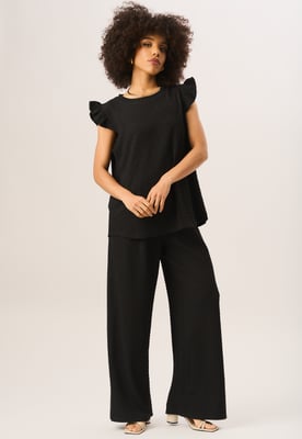 Textured Elastic Waist Pull On Trousers