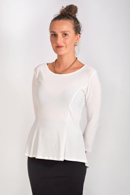 Ivory Jersey 3/4 Sleeve Peplum Top