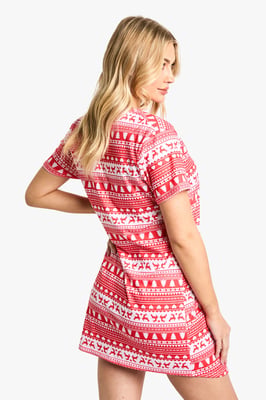 Maternity Christmas Fairaisle Print 2 Pack Peached Button Down Nightie