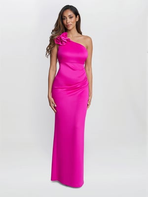 Agatha 3D Flower Detailed One Shoulder Maxi Dress