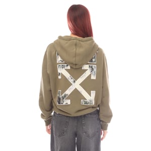 Off White Flock Chine Flower Arrow Hoodie för kvinnor i grönt
