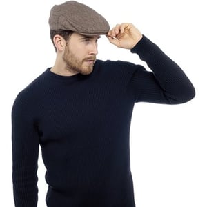 Mens Checked Wool Blend Traditional Flat Cap