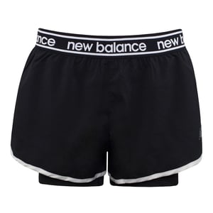 New Balance Logo Svart Stretch Midja Dam Relentless 2in1 Shorts WS01177 BK
