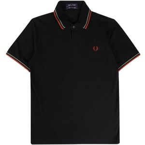 Fred Perry groen en bruin dubbel getipt zwart poloshirt