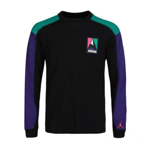 Nike Jordan Logo Crew Neck Black Mens Winter Utility Thermal Top CT3382 010
