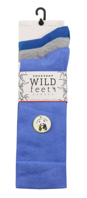 Wild Feet - 3 Pack Mens Breathable Plain Coloured Bamboo Socks