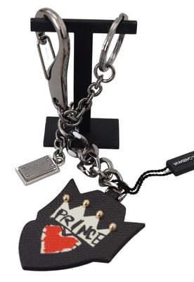 Dolce & Gabbana Black Prince Spikknappar Logotyp Silver Mässing Herrnyckelring