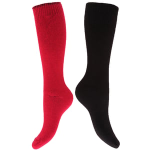 Floso Womens/Ladies Thermal Winter Wellington/Welly Boot Socks (2 Pairs) (Pink/Black)