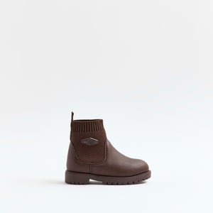 River Island Kids Mini Boys Boots Brown Fly Knit Shoes