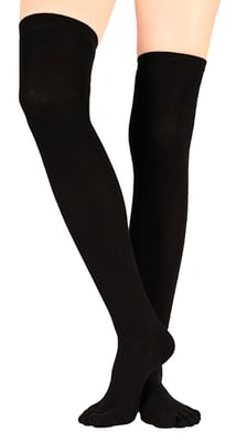 TOETOE - Mens & Ladies Essential Moisture Wicking Cotton Over Knee Toe Socks - Black