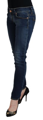 Acht Blue Cotton Låg Midja Skinny Kvinnor Casual Jeans