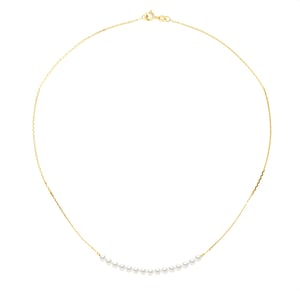 Halsband Curb Chain Pärlor - 15 äkta odlade sötvattenspärlor runda 3-4 mm