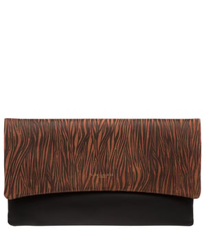 Amelia' Black & Animal Print Nappa Leather Clutch Bag
