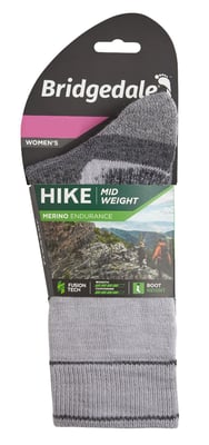 Bridgedale - Womens Hiking Midweight Merino Socks - Silver / Grey