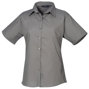 Premier Popeline blouse met korte mouwen / Gewoon werkoverhemd (Donkergrijs)