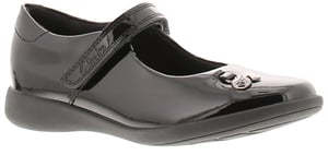Clarks Girls School Shoes Etch Mist Leather Touch Fastening black