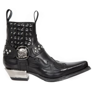 New Rock Nötta Svarta Läder Western Biker Boots-7950-S1