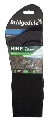 Bridgedale - Mens Hiking Midweight Merino Wool Socks - Black