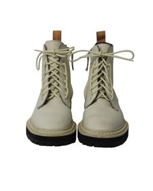 Proenza Schouler Lug Sole Combat Boots in White Calfskin Leather