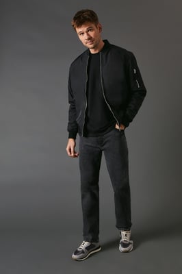 Washed Black Stretch Straight Fit Jeans
