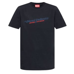 Marineblauw T-shirt met Diesel Industry Denim Division-logo