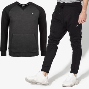 Nike Sportswear Optic Heren Fleece Crew Trainingspak in Zwart