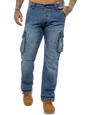 Enzo | heren Cargo Combat Jeans - Blauw