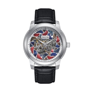 Heritor Automatic Emmanuel Semi-Skeleton Leather-Band Watch