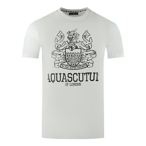 Aquascutum Large Bold London Aldis Brand Logo Vit T-shirt