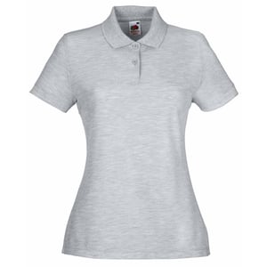 Fruit Of The Loom Womens Lady-Fit 65/35 Short Sleeve Polo Shirt (Heather Grey)